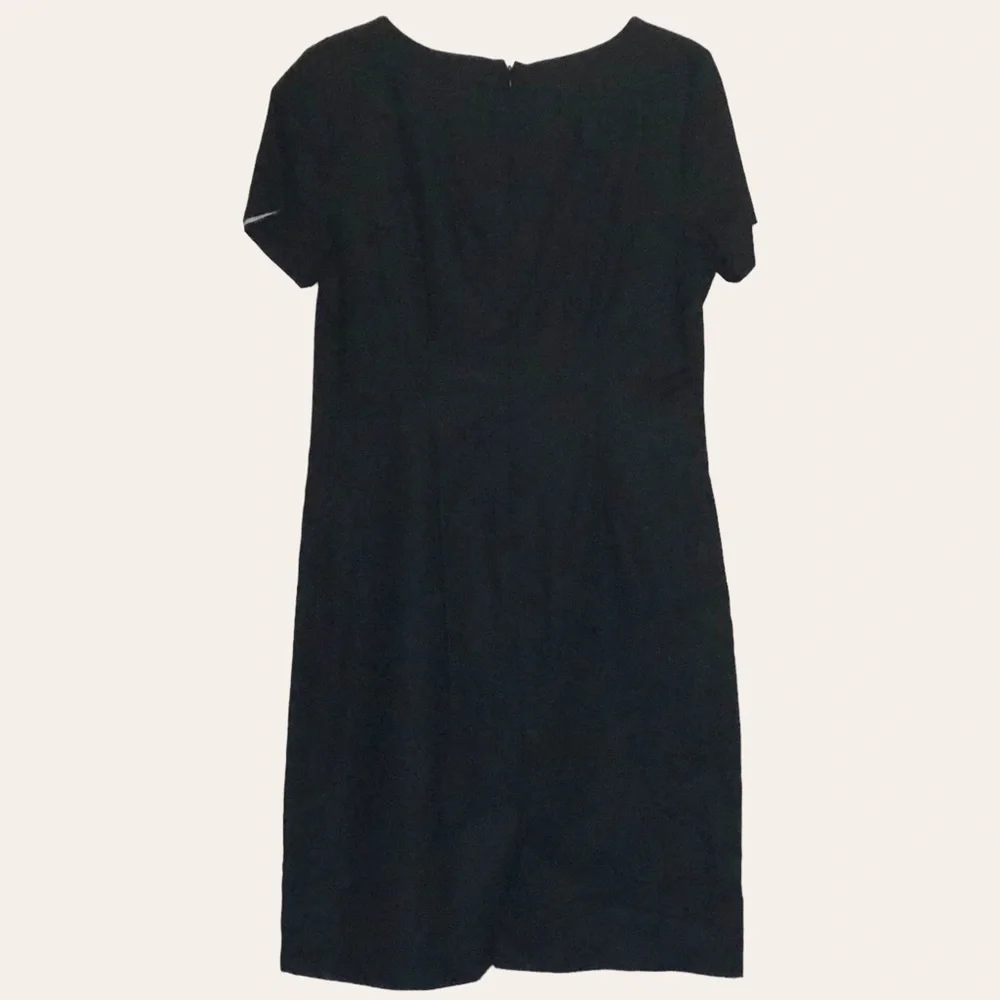 Women’s Linen Blend Classic Black Dress Embroidery Short Sleeve Lined Si… - Picture 6 of 9